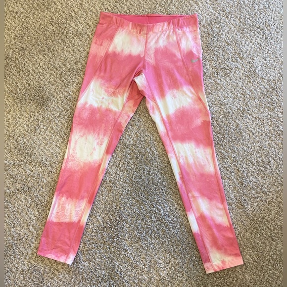 Nike Pro Combat Drifit pink and white tie dye leggings - Picture 1 of 3